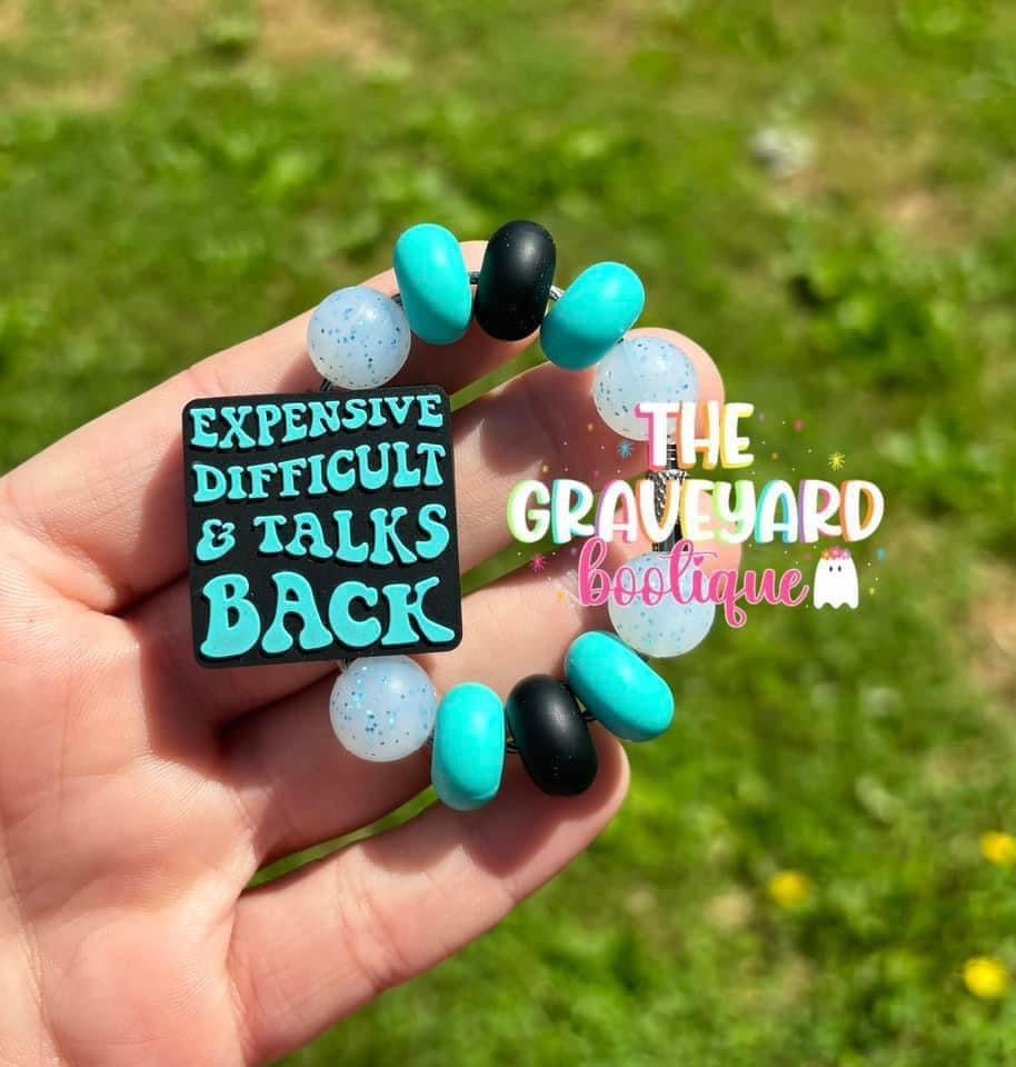 Expensive Difficult Talks Back Tumbler Charm