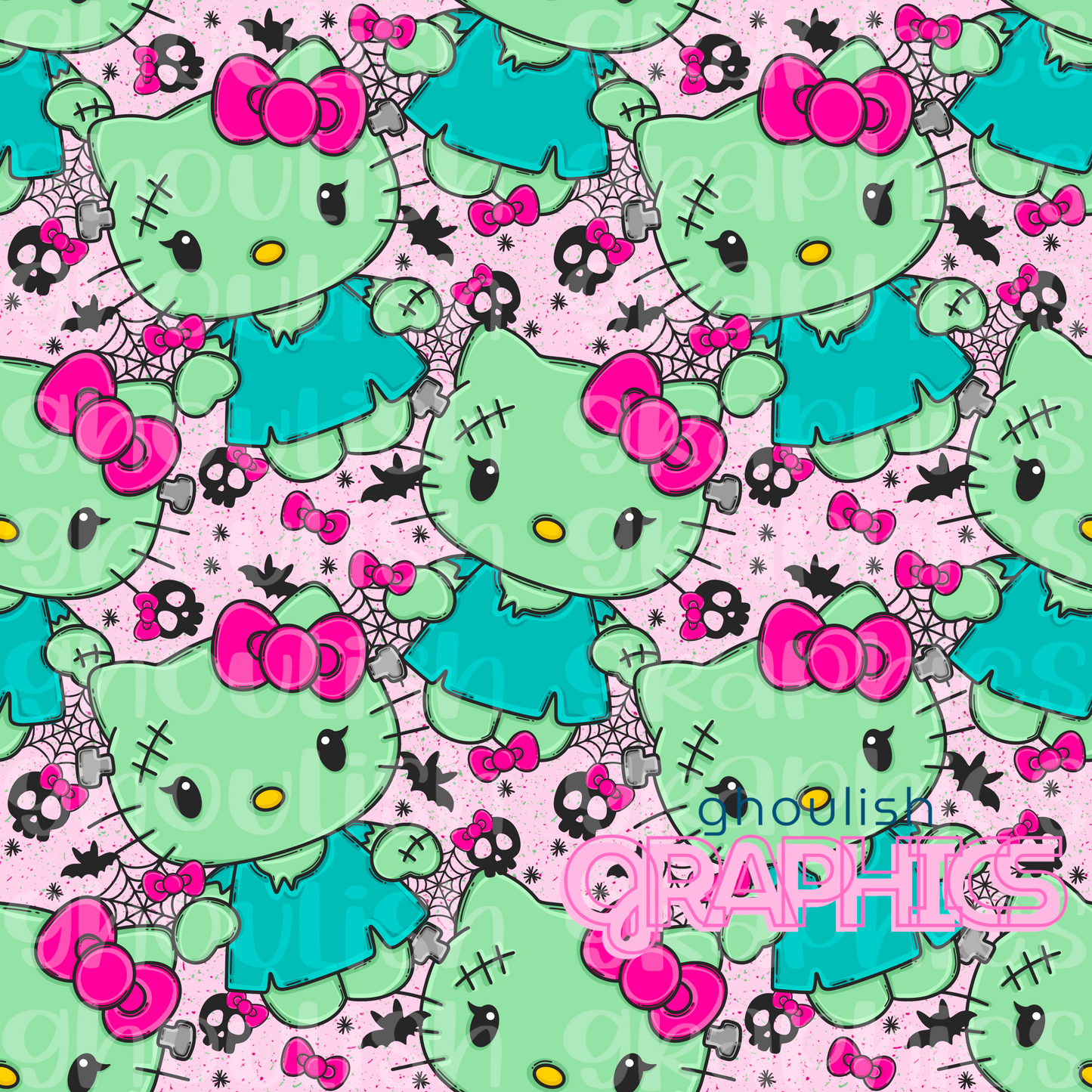 Frankenkitty Seamless Pattern