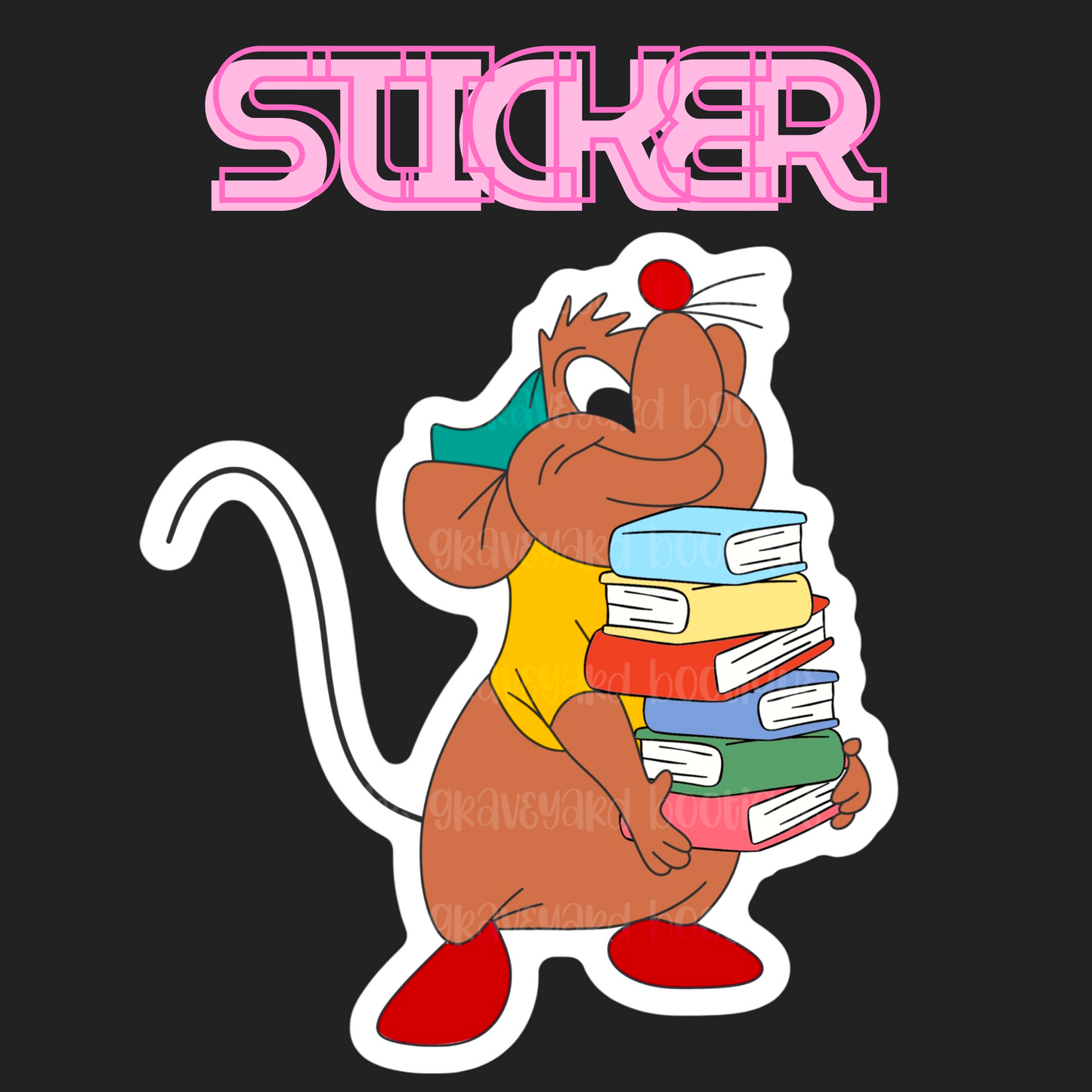 Mouse With Books Sticker