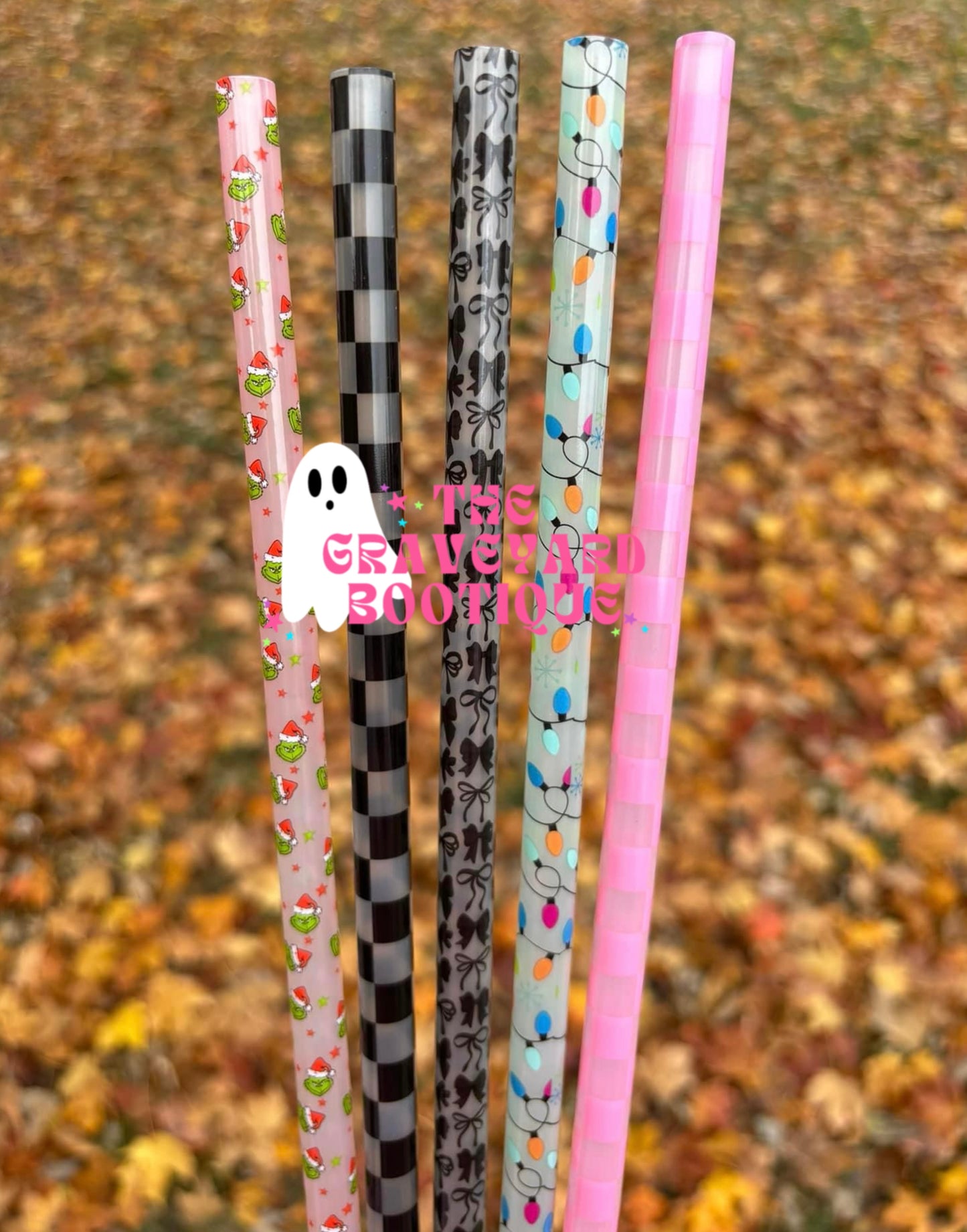 12 Inch Printed Color Changing Straws - 10mm