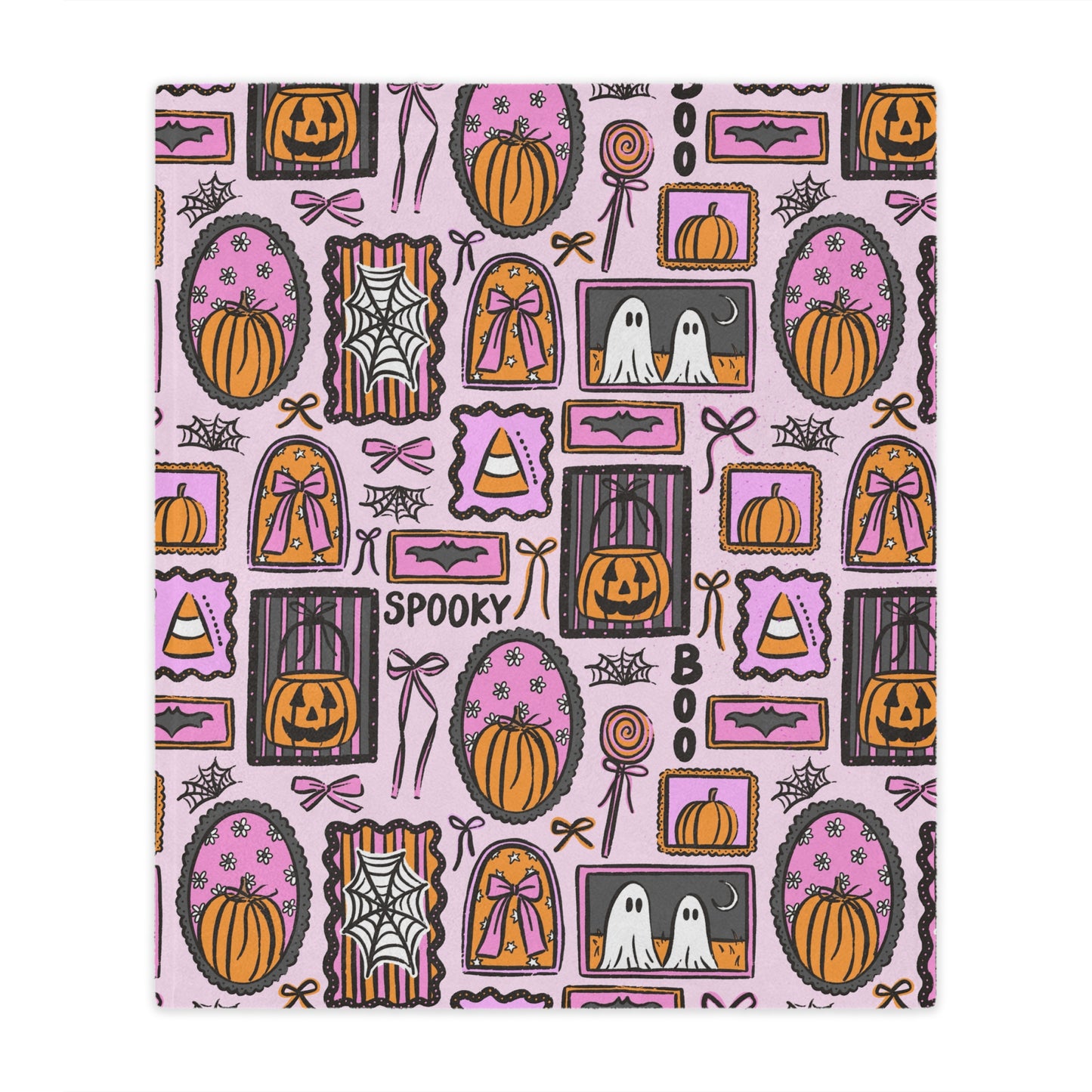 Spooky Halloween Frames Minky Polyester Blanket