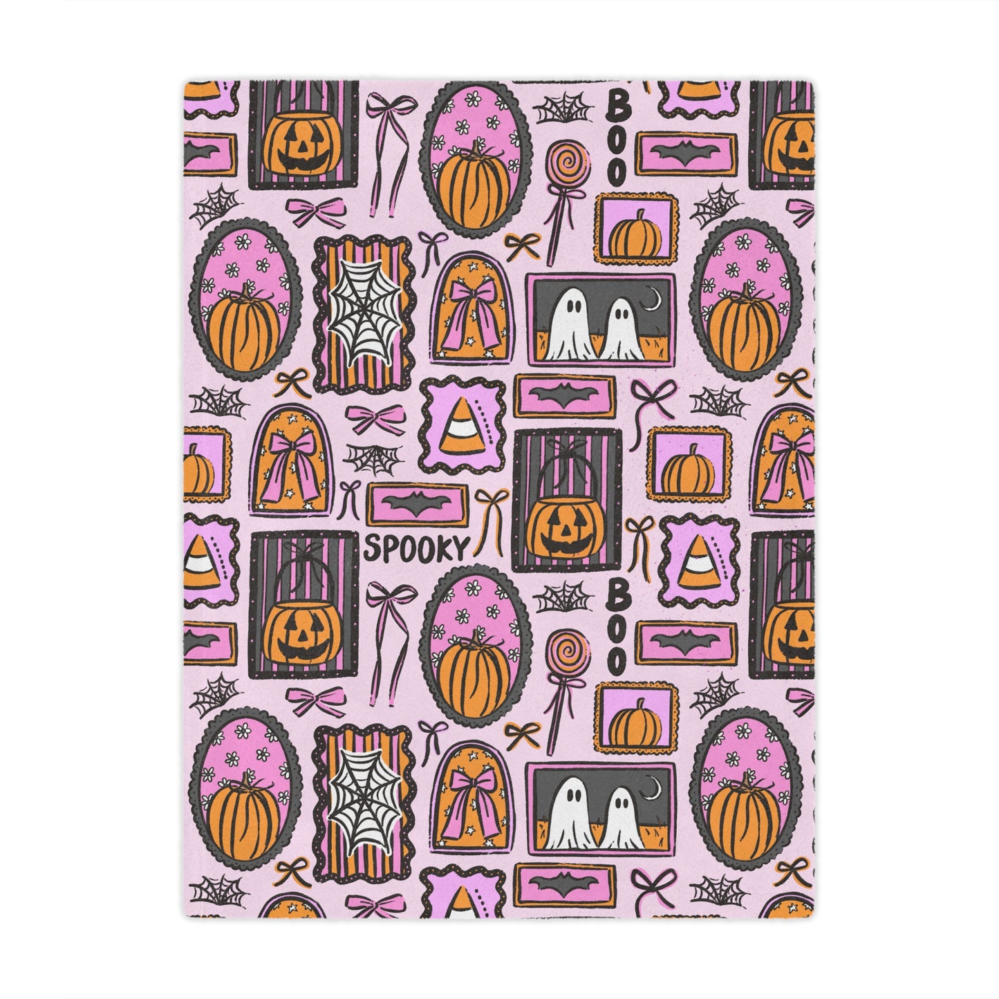 Spooky Halloween Frames Minky Polyester Blanket