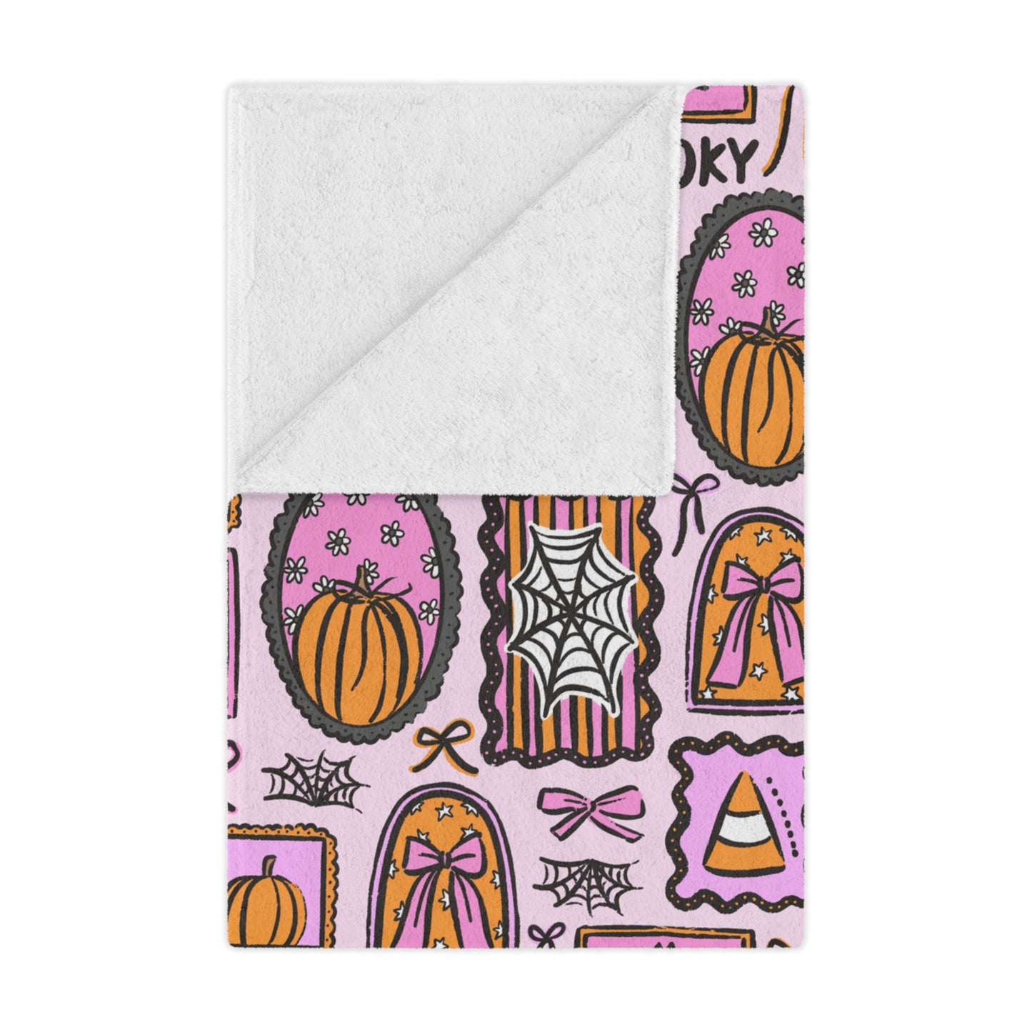 Spooky Halloween Frames Minky Polyester Blanket