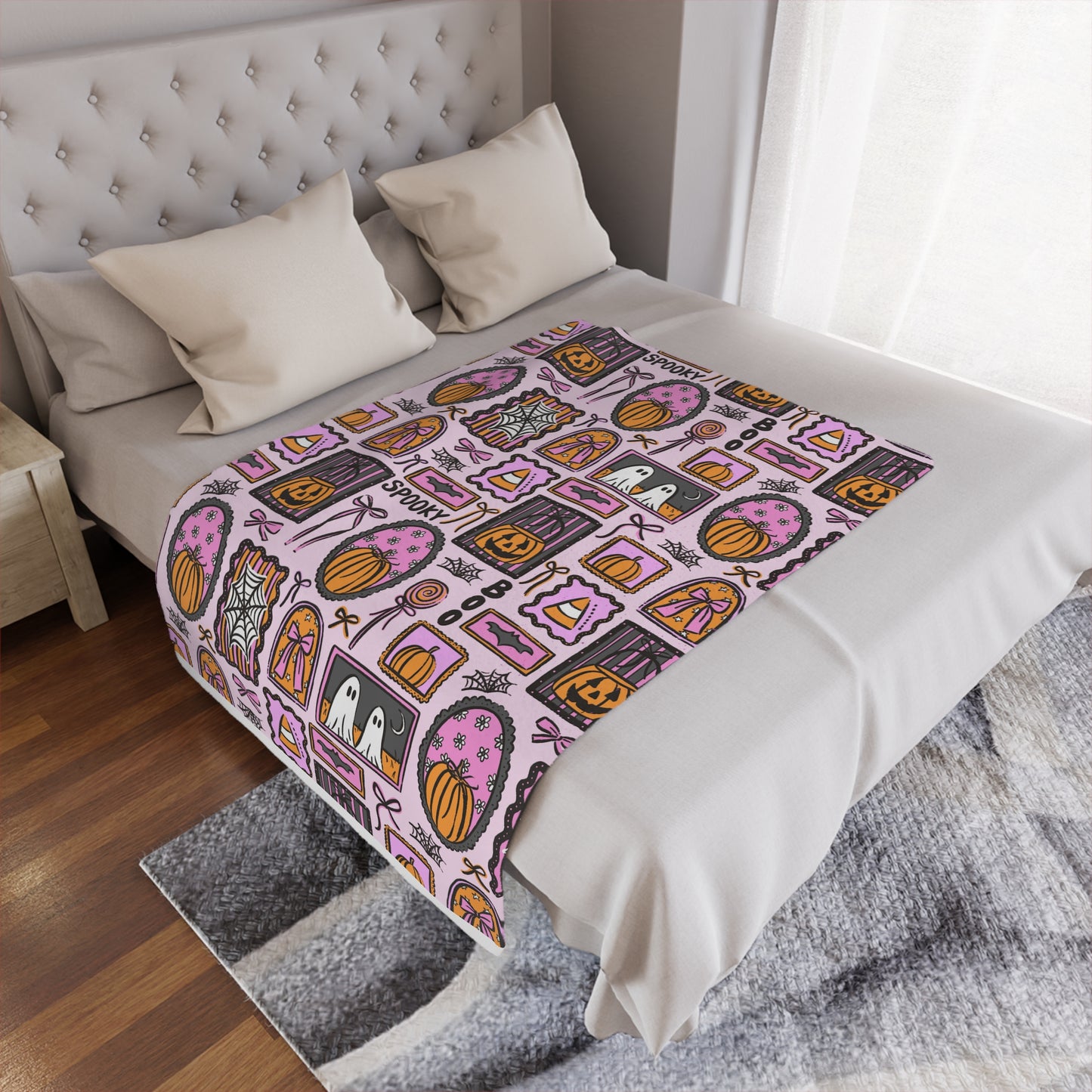 Spooky Halloween Frames Minky Polyester Blanket