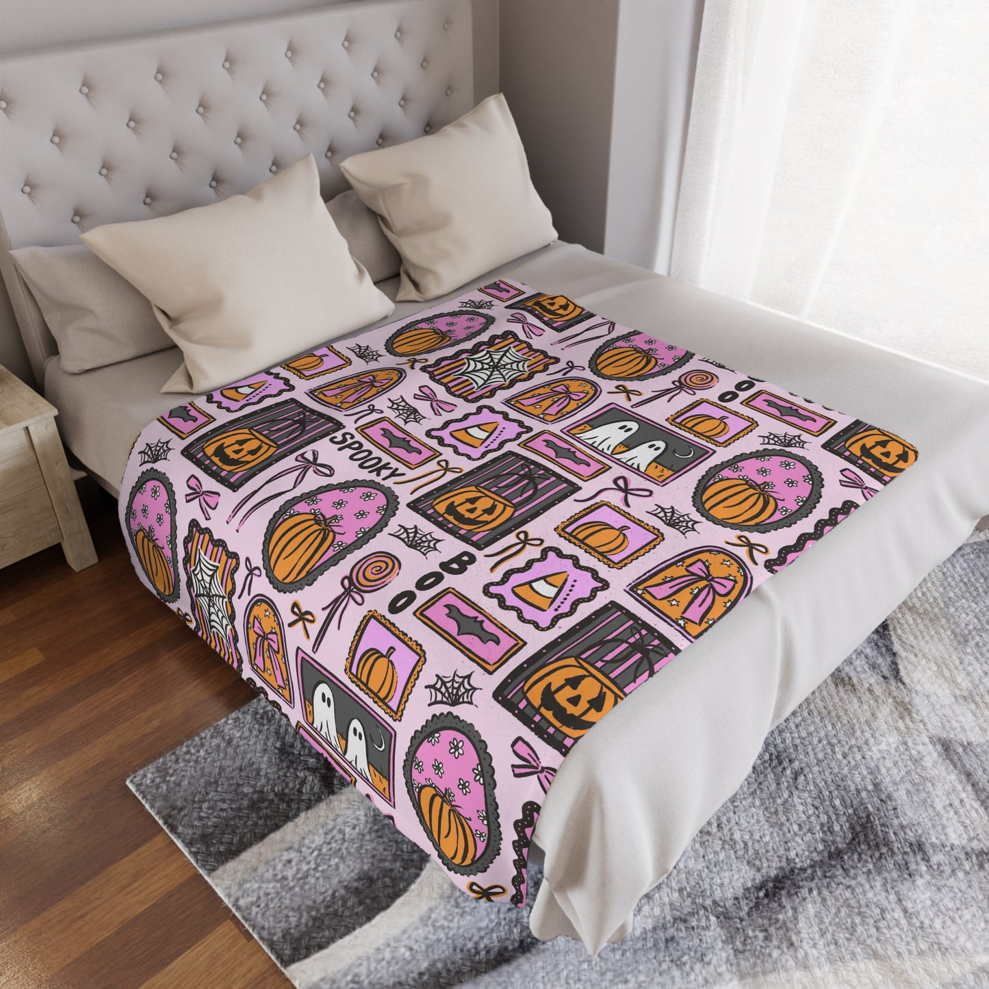 Spooky Halloween Frames Minky Polyester Blanket