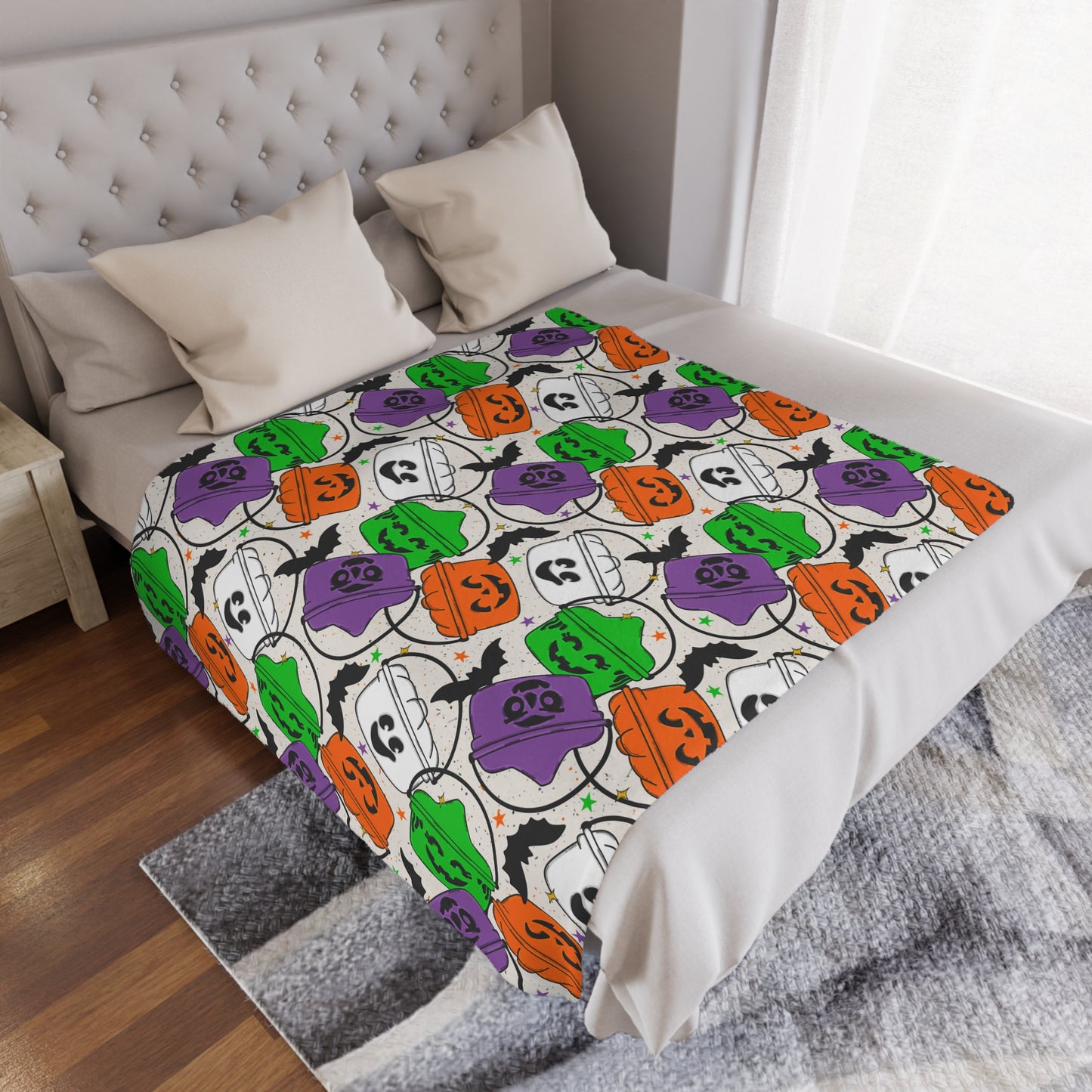 Halloween Buckets Minky Polyester Blanket