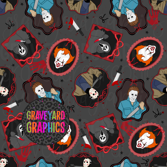 Horror Halloween Coquette Frames Seamless