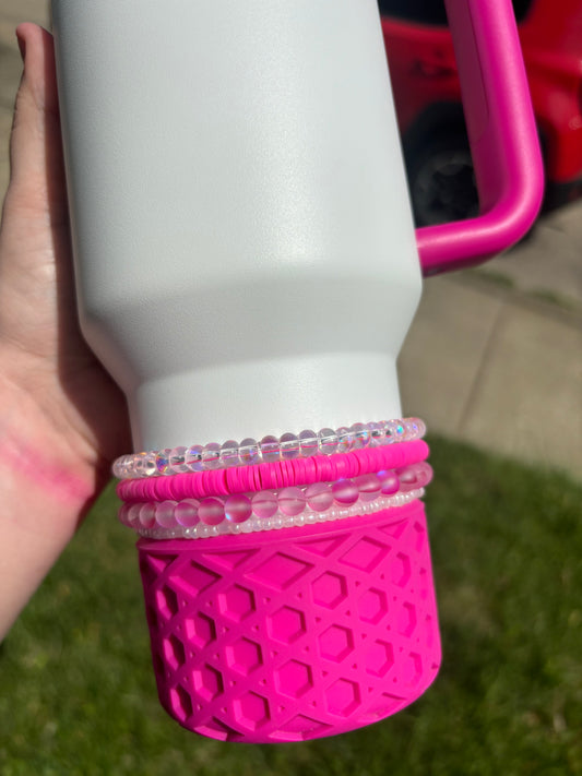 Pretty In Pink Beaded Bracelet Tumbler Stack