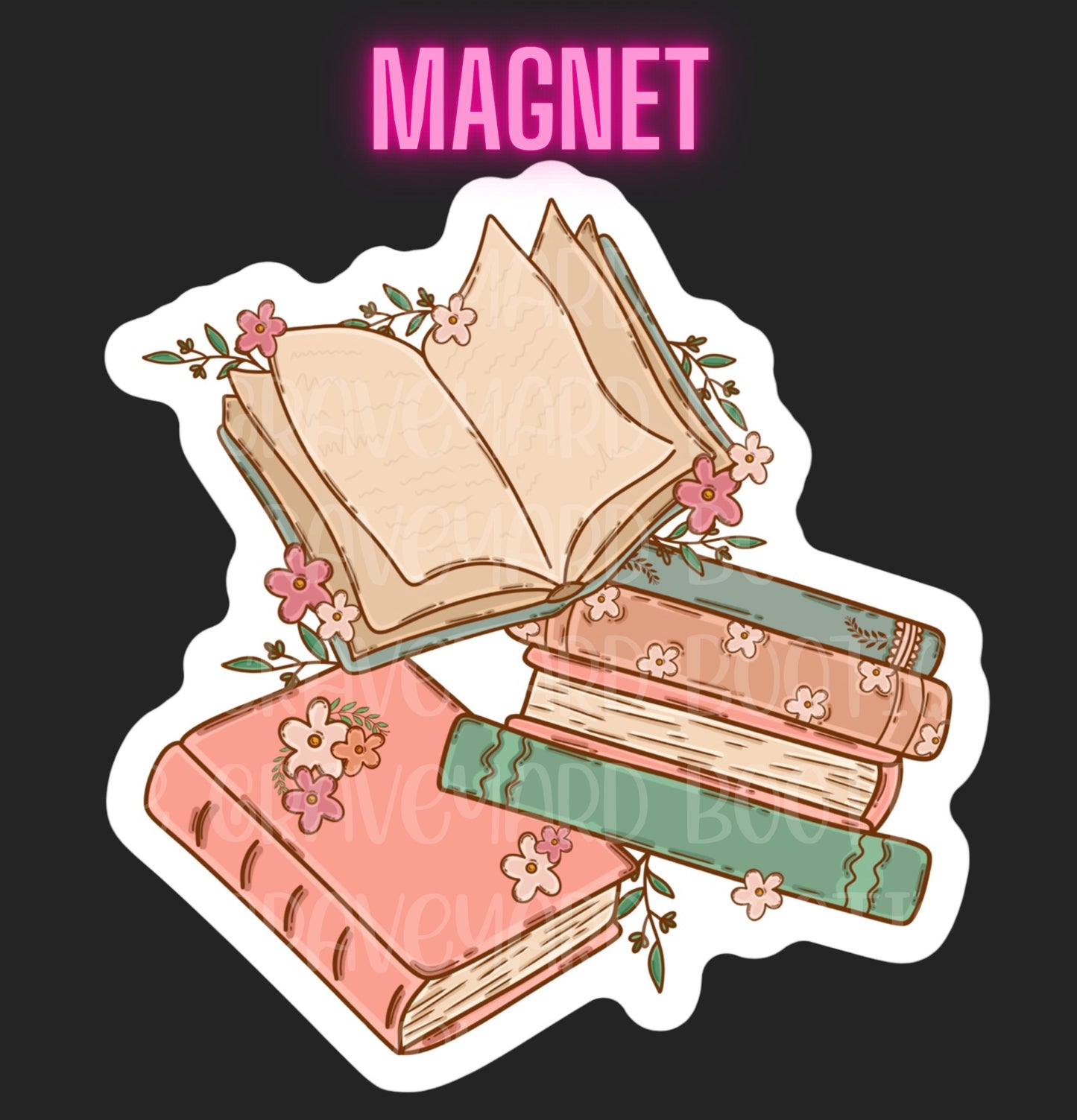 Whimsical Floral Books Magnet