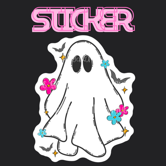 Groovy Floral Ghost Sticker