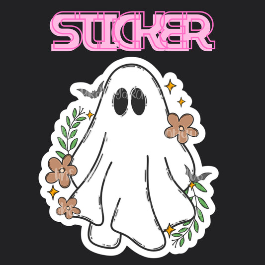 Boho Floral Ghost Sticker