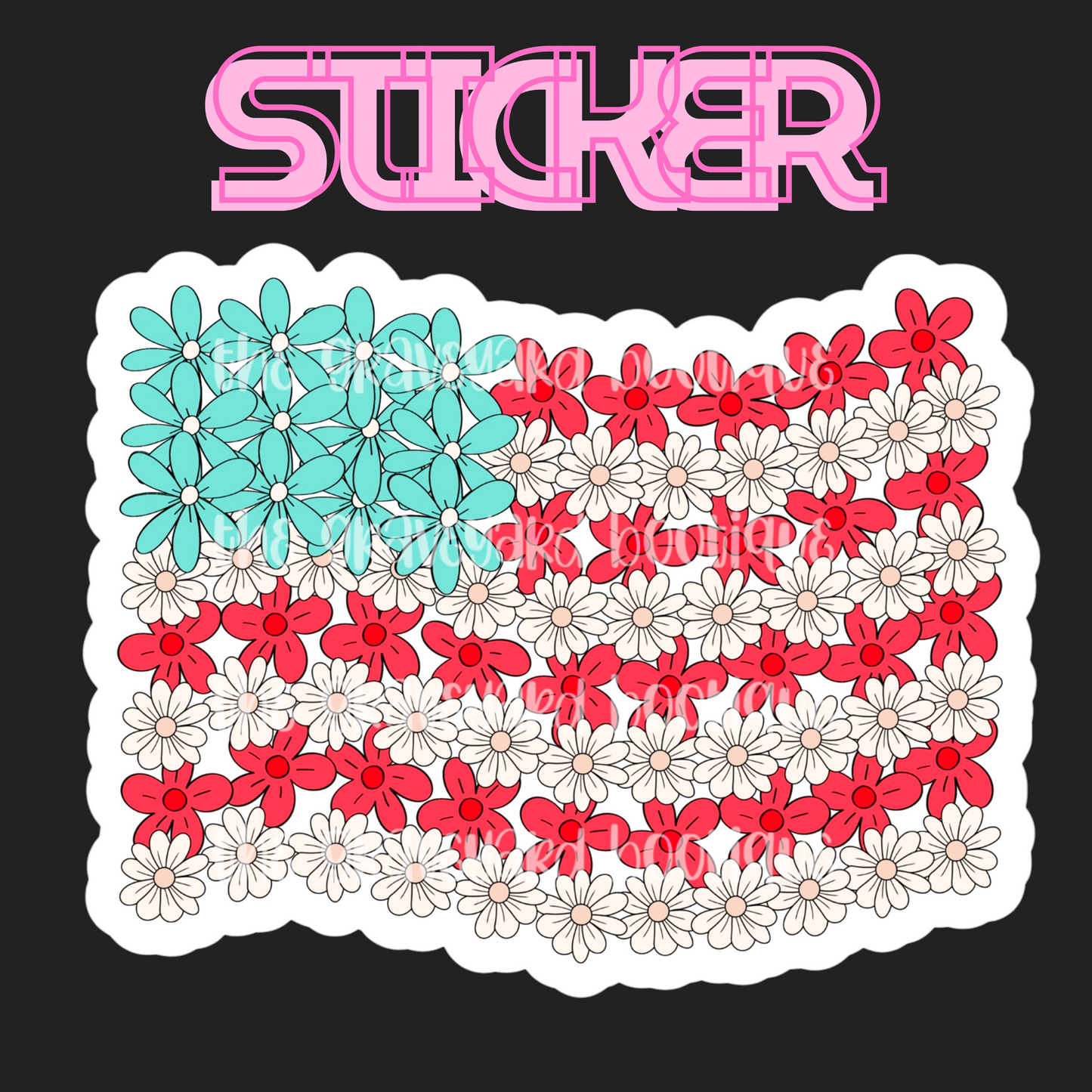 Floral American Flag Sticker