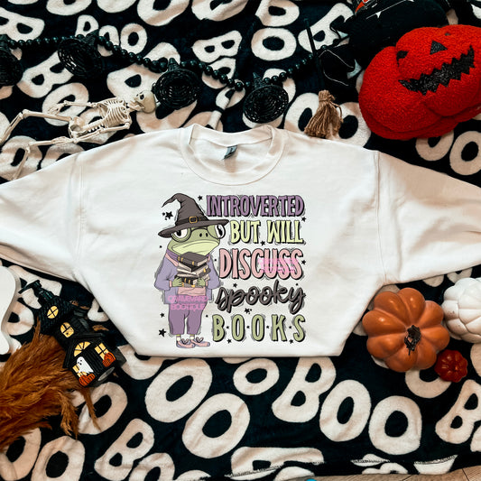 Introverted But Willing To Discuss Spooky Books Crew Neck