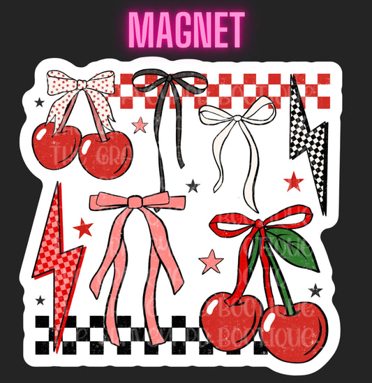 Cherries & Checkers Magnet